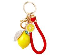 Arecobticy Llavero de metal resistente con diseño de limón, incluye cuerdas multicolores, portátil, 40 g, llavero decorativo para llaves de coche o decoración de bolsa, portátil para llaves de coche