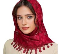 Arecobticy Pañuelo católico de encaje con borlas para la cabeza, capilla de novia, chal para varias ocasiones formales, bodas, a, Talla única