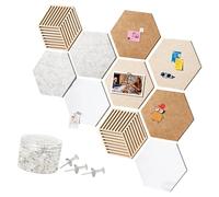 Arecobticy Tablones de anuncios de corcho hexagonal, azulejos sin marco, tachuelas hexagonales con pin, tablero de corcho hexagonal para pared, tablones de anuncios