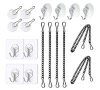 Arecyuer Kit de cadena para colgar vidrieras, cadena para colgar cuadros con ganchos de ventosa, atrapasueños de metal, chapado en níquel, paneles de ventana de vidrieras de 10 pulgadas y 20 pulgadas