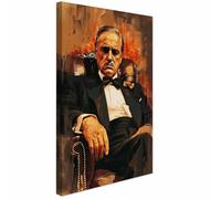 AREDE Cuadro decorativo en lienzo - El padrino Marlon Brando, arte moderno para pared de salón u oficina | 120 x 80 cm | Listo para colgar