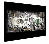 AREDE Cuadro decorativo en lienzo - Insectos sobre un billete, arte moderno para pared de salón, dormitorio u oficina | 60 x 40 cm | Listo para colgar