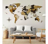 AREDE Mapa del mundo de madera en 3D multicapa para decoración de pared, tamaño M (120 x 75 cm), decoración moderna de pared de viaje, idea de regalo para el hogar, la cocina u oficina