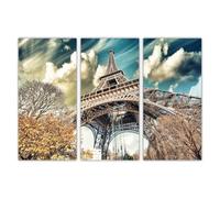 AREDE Set de 3 Impresiones de Pared Pinturas modernas de varios Paneles Torre Eiffel Decoración de pared para oficina en casa, sala de estar y dormitorio | 90 x 60 cm | Lista Para Colgar