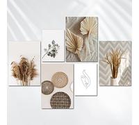 AREDE Set de 6 Cuadros Decoración Pared Modernos Calma - Mimimalismo beige | 4 x A4 (21 x 30cm) + 2 x A5 (15 x 21cm) | Listo para Colgar Láminas Decorativas Salón y Dormitorios | Sin marcos
