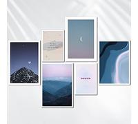 AREDE Set de 6 Cuadros Decoración Pared Modernos Sueños y lunas morados | 4 x A4 (21 x 30cm) + 2 x A5 (15 x 21cm) | Listo para Colgar Láminas Decorativas Salón y Dormitorios | Sin marcos