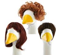 ARefugen Pelucas de ganso para porche, 3 estilos para decoración de porche de césped con pelucas explosivas rizadas, disfraz de estatua de ganso para decoración al aire libre, jardín, patio