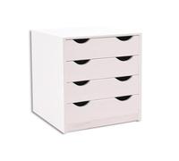 arelwood . com - Cajonera para Armario, Completamente Montada, Frente Medía Luna, Color Blanco, 85 cm Ancho x 45 cm Fondo - 4 Cajones 16 cm. Alto 72,8 cm. Entrega A PIE DE Calle