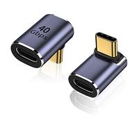 AreMe Adaptador USB-C macho a USB-C hembra de ángulo recto de 90 grados, 2 unidades hacia arriba y hacia abajo extensor de adaptador tipo C de 90 grados compatible con cubierta de vapor, interruptor,