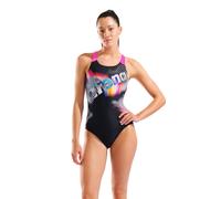 ARENA Bañador de natación V BACK MAXFIT. Color negro/rosa