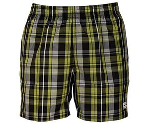 arena - Bañador para Hombre Yarn Dyed Check 2 Boxer Negro Black/Soft grren Talla:L