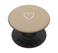 Arena/Beige/Tan Corazón Femenino Minimalista PopSockets PopGrip Adhesivo