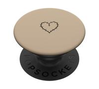 Arena/Beige/Tan Corazón Minimalista Grunge Estética Línea Art PopSockets PopGrip Adhesivo