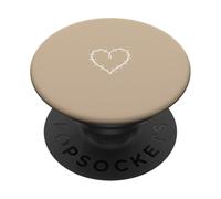 Arena/Beige/Tan Corazón Minimalista Grunge Estética Línea Art PopSockets PopGrip Adhesivo