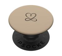 Arena/Beige/Tan Infinity Heart Minimalista Line Art Aesthetic PopSockets PopGrip Adhesivo