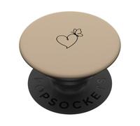 Arena/Beige/Tan Mariposa Corazón Minimalista Línea Art Estética PopSockets PopGrip Adhesivo