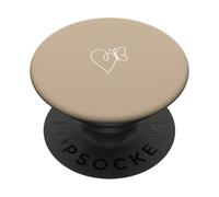 Arena/Beige/Tan Mariposa Corazón Minimalista Línea Art Estética PopSockets PopGrip Adhesivo