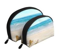 Arena de Conchas Marinas, Bolsa de Maquillaje de Concha, Monedero pequeño para Mujer, Bolsa de artículos de tocador, Bolsa de cosméticos, 2 Piezas