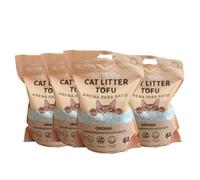 Arena de tofu para gatos 6L Pack 4 y 8, ecológica y biodegradable, hecha de fibras vegetales. Alta absorción, aglomerante y control de olores. Bajo polvo, segura para tu mascota, fácil de limpiar y