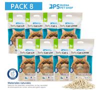 Arena de Tofu para Gatos BPS ,8 Bolsa, 6L/Bolsa Ecológica y Biodegradable, Aglomerante Instantáneo, Ultra Absorbente，en Inodoro，Sin Polvo ni Químicos, Control de Olores Duradero, (NATURAL, LIMON, esca