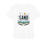 Arena en mis Pantalones: Humor de Vacaciones de Verano en la Playa Camiseta, Mujer Tallas Grandes, Blanco, 4XL Grande