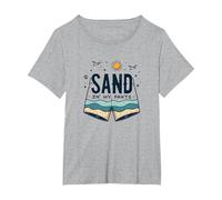 Arena en mis Pantalones: Humor de Vacaciones de Verano en la Playa Camiseta, Mujer Tallas Grandes, Gris Jaspeado, 4XL Grande