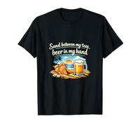 Arena Entre Mis Dedos Cerveza En Mi Mano Fiesta De Vacaciones Camiseta