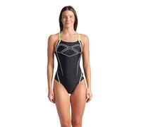 ARENA Feel Graphic Swim Pro Back Traje de Baño para Mujer, Bañador de Secado Rápido, Deportivo en Tejido Maxfit Eco Resistente al Cloro y a la Sal con Protección UV UPF 50+