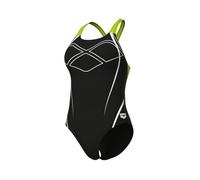 ARENA Feel Graphic Swim Pro Back Traje de Baño para Mujer, Bañador de Secado Rápido, Deportivo en Tejido Maxfit Eco Resistente al Cloro y a la Sal con Protección UV UPF 50+