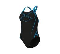 ARENA Feel Graphic Swim Pro Back Traje de Una Pieza para Mujer, Traje de Baño de Secado Rápido, Ropa de Baño en Tejido Maxfit Eco, Resistente al Cloro y la Sal con Protección UV UPF 50+