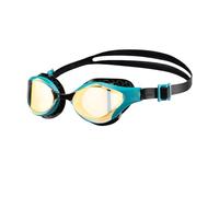 ARENA Gafas de natación unisex para adultos, antiempañamiento, para hombres y mujeres, sellos acolchados, lente de espejo de comodidad superior, cobre amarillo/lago verde