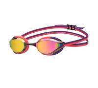 ARENA Gafas de natación unisex Python Mirror Racing para hombres y mujeres, lente con revestimiento antivaho, ajuste pequeño, máxima comodidad, doble correa, cobre/ciruela/coral brillante