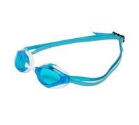 ARENA Gafas de natación unisex Python Racing para hombres y mujeres, antivaho, lente sin espejo, máxima comodidad, doble correa, azul/blanco cielo