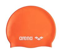 Arena Gorro clásico de natación Unisex de Silicona Suave para Mujeres y Hombres, Entrenamiento intensivo y Carreras, cómodo, Antideslizante, para Pelo Largo, Naranja