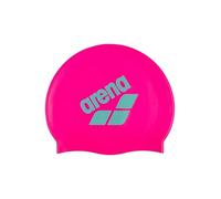 Arena Gorro de natación Unisex de Silicona con Logotipo Grande para Mujeres y Hombres, Entrenamiento intensivo, Duradero, Suave, elástico, Color Rosa impactante y Blanco