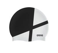Arena Icons Team Stripe - Gorro de natación Unisex de Silicona para Mujeres y Hombres, Entrenamiento intensivo, Carreras, cómodo, Antideslizante, Pelo Largo, Diamante, Negro/Blanco