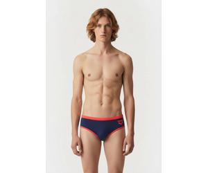 Arena Men's One 12cm Swim Briefs Big Log Navy Fluo Red Talla: 70 | Bañadores Outlet | Hombre | Azul
