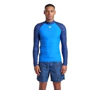 Arena Men's Rash Vest L/S Allover Top, Blue China-Navy Multi, XX-Large