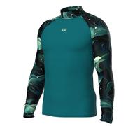 Arena Men's Rash Vest L/S Allover Top, Eden Green-Black Multi, XX-Large