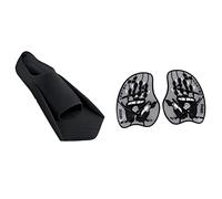 Arena Powerfin - Aletas de Buceo, Negro/Plateado, 41-42 & Vortex Evolution Palas de Mano para Natación, Unisex, Plata (Silver/Black), M