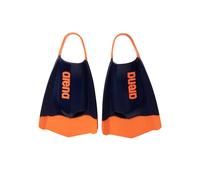 Arena Powerfin Pro II - Aletas de Entrenamiento de natación Unisex para Adultos y Hombres y Mujeres, Aletas de Silicona de Hoja Corta, Personalizadas, Color Azul Marino/Naranja, Talla 6-7