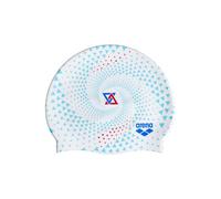 Arena Print 2 - Gorro de natación Unisex de Silicona para Adultos, Mujeres y Hombres, Entrenamiento intensivo, cómodo, Antideslizante, Pelo Largo, Color Blanco