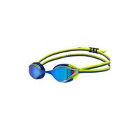 ARENA Python - Gafas de natación unisex para niños de 6 a 12 años, montura pequeña, lente de espejo antivaho, azul/lima