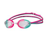ARENA Python Racing - Gafas de natación unisex para adultos, para competición, antivaho, lente sin espejo, cómodas, natación por vueltas, transparente/rosa chillón/agua (Clear/Shocking Pink/Water)