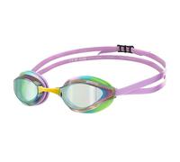ARENA Gafas de natación unisex para adultos Python Racing para hombres y mujeres Lentes de espejo antivaho Max Comfort Doble correa, Verde/Violeta/Verde