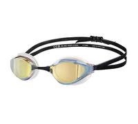 Arena Python Racing - Gafas de natación unisex para hombres y mujeres, lente de espejo antivaho, máxima comodidad, doble correa, dorado/blanco/negro