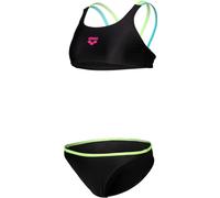 Arena two pieces solid girls black/soft green/water 116cm