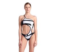 Arena Women's Logo Swimsuit Single Shou White Multi-black-bl Talla: L | Outlet | Mujer | Blanco