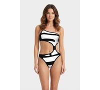 Arena Women's Logo Swimsuit Single Shou White Multi-black-bl Talla: XS | Bañadores Outlet | Mujer | Blanco