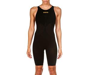 ARENA Women's Open-Back Powerskin Carbon Air2 Kneeskin Racing Suit Traje de baño de una Sola Pieza, Negro/Negro/Oro, 30 para Mujer
